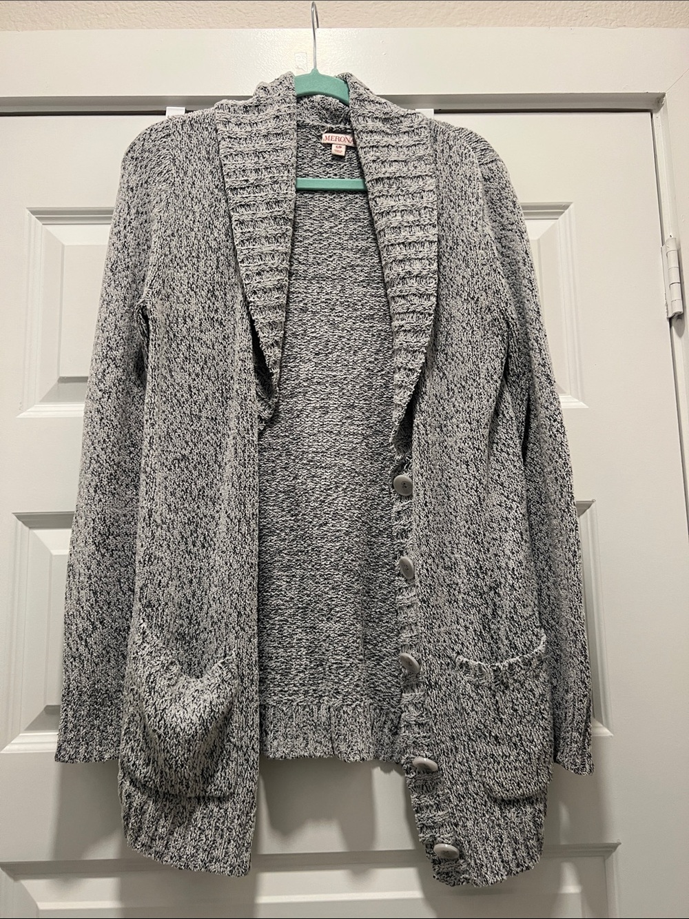Merona Gray Marled Shawl Collar Button-Front Cardigan